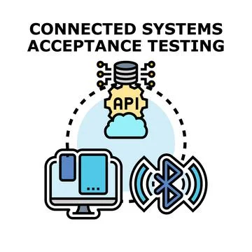Connected systems acceptance testing process data exchange Stockillustratie