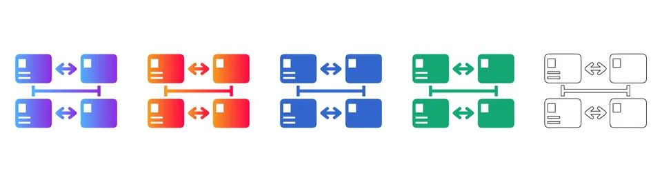 Connected Systems Data Link Icons Stock Illustration