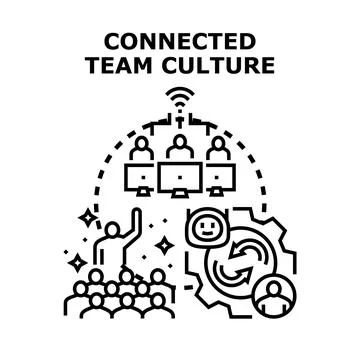 Connected team culture concept with collaborative remote workers Stock Illustration