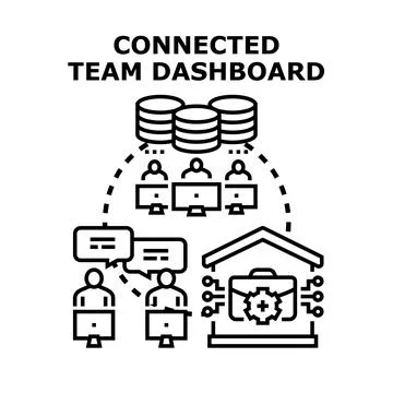 Connected team dashboard analyzing business data remotely Stock Illustration