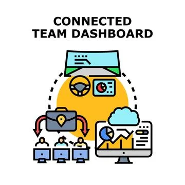 Connected team dashboard system driving business collaboration Ilustração Stock
