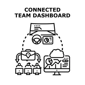 Connected team dashboard system driving business collaboration Ilustración de archivo