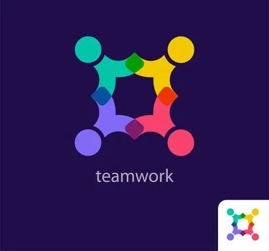 Connected teamwork logo. Stock Illustration