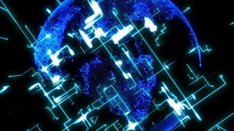 Connected techno with globe video background 스톡 동영상 89514781