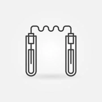 Connected test tubes icon. Vector symbol in thin line style Illustrazione stock