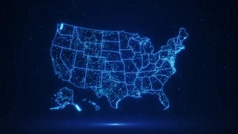 Connected USA Map with Digital Network Nodes and Smart Infrastructure Stock Footage 342614188