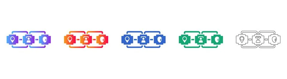 Connected User Network Process Icons Illustrazione stock