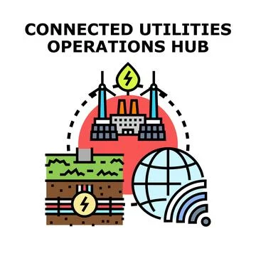 Connected utilities operations hub infrastructure network Stock Illustration
