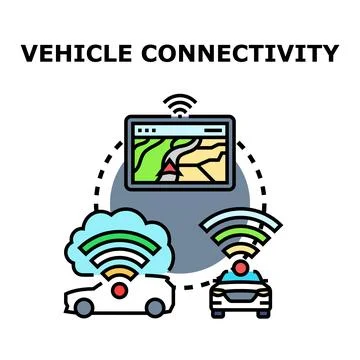 Connected vehicle system showing smart car technology Stock Illustration