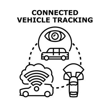 Connected vehicle tracking system developing smart mobility solutions Stock Illustration