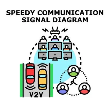 Connected vehicles and people communicating digitally in network Stock Illustration