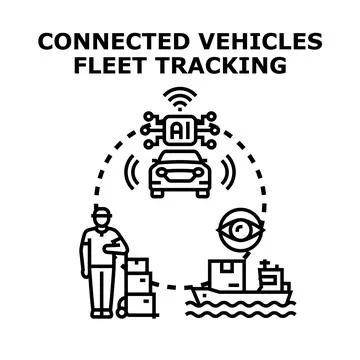 Connected vehicles fleet tracking smart logistics system Stock Illustration