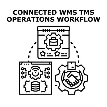 Connected wms tms operations workflow system concept Stock Illustration
