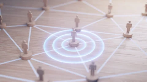 Connected wooden figures symbolizing human resource management Stock-Footage 287210315