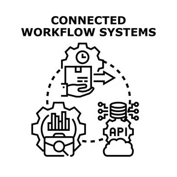 Connected workflow systems enabling efficient business processes Stock Illustration