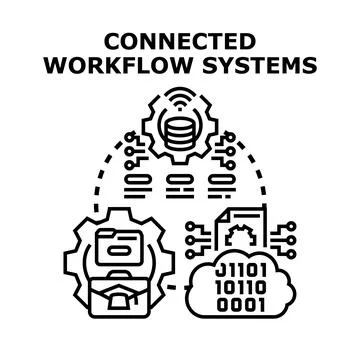 Connected workflow systems integrating data and business process Stock Illustration