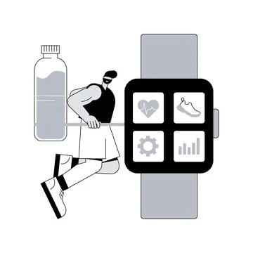 Connected workout abstract concept vector illustration. Stock Illustration