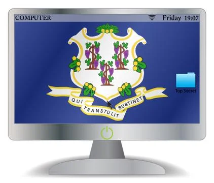 Connecticut Computer Screen With On Button Stock-Illustration