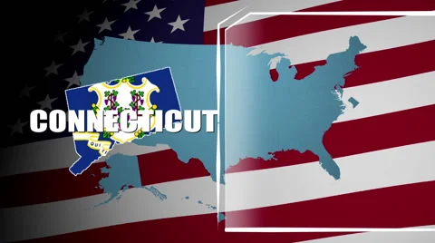 Connecticut Countered Flag and Information Panel Stock Footage 66770281