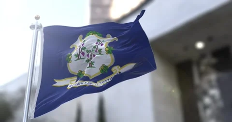 Connecticut flag waving-seamless-loop-4k-60fps Stock Footage 344880730