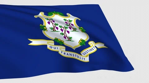 Connecticut flag waving on a transparent background Stock Footage 323639663