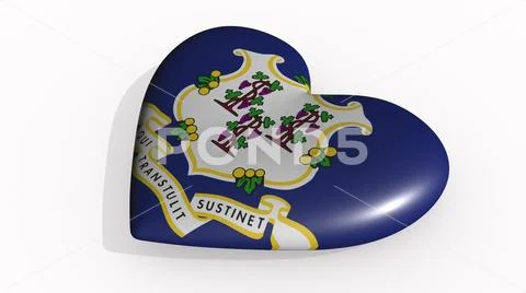 Connecticut heart beats and casts shadow, 3d rendering Stock Illustration