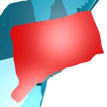 Connecticut map on blue USA map Stock Illustration
