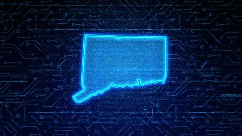 Connecticut Map Digital Technology Opener Video stock 335475578