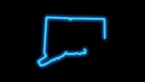 Connecticut Map Outline Neon Lights Stock Footage 332891556