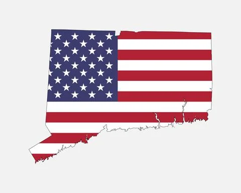Connecticut Map USA Flag Stock Illustration