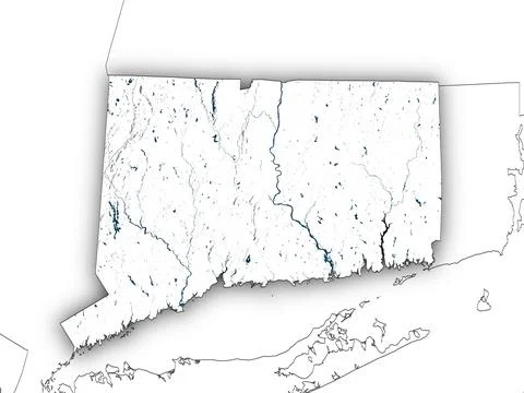 Connecticut shape with state borders, white map 스톡 일러스트