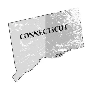 Connecticut State and Date Map Grunged Stock Illustration