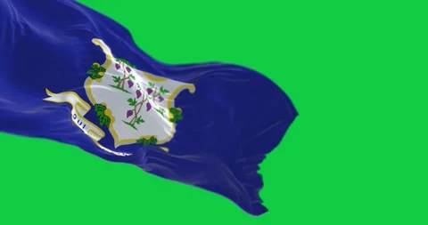 Connecticut state flag fluttering isolated on green background Stock-Footage 277942455