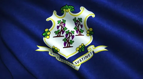 Connecticut State Flag Flying in the Wind Looping 3D Animation Video stock 66460731