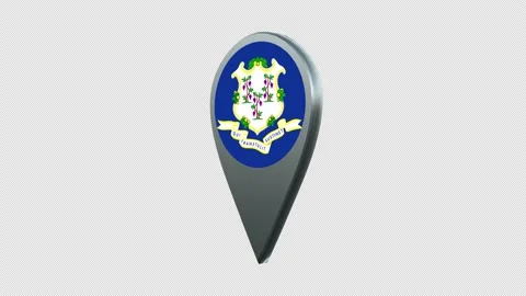 Connecticut State Flag Location Map Marker Pin With Alpha Channel Looped Stock Footage 239455907