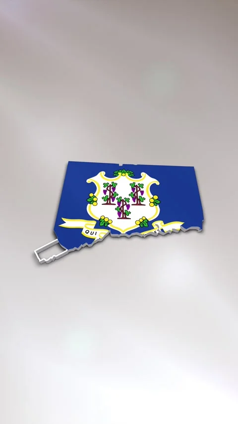 Connecticut State Flag on Map Stock Footage 278264872