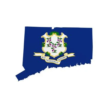 Connecticut State Flag Map Stock Illustration