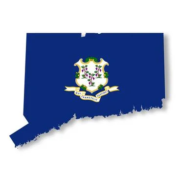 Connecticut State Flag Map Illustration Stock Illustration