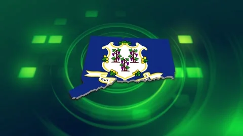 Connecticut State Map and Flag Background Stock Footage 344647794