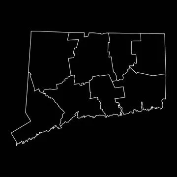 Connecticut state map with counties. Vector illustration. Stock Illustration