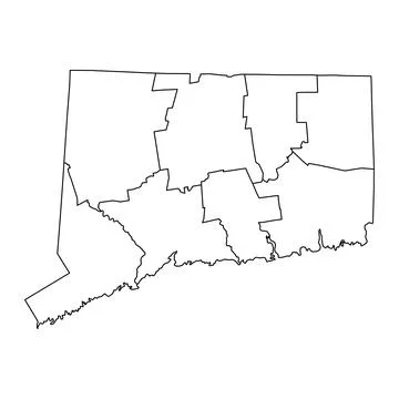 Connecticut state map with counties. Vector illustration. Stock Illustration