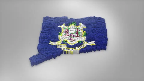 Connecticut State Map with Flag Intro Background Stock Footage 315165431
