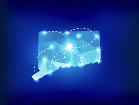 Connecticut state map polygonal with spot lights places Stock Illustration