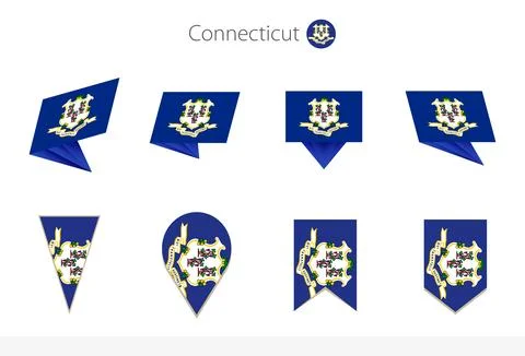 Connecticut US State flag collection, eight versions of Connecticut vector .. 스톡 일러스트