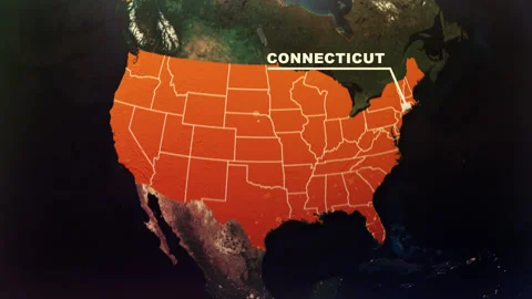 Connecticut US State Satellite Map Animation V1 Stock Footage 303978272