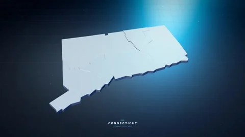 Connecticut USA state map with glowing tech digital network style Stock Footage 340613894
