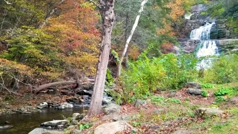 Connecticut’s Macedonia Brook State Park cascading waterfall autumn New England Stock Footage 166176085