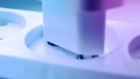 Connecting the adapter plug to an electrical outlet in close-up Stock Footage 163812597