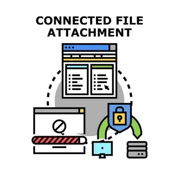 Connecting and attaching secure digital files concept Stock Illustration