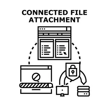 Connecting and attaching secure digital files concept Stock Illustration